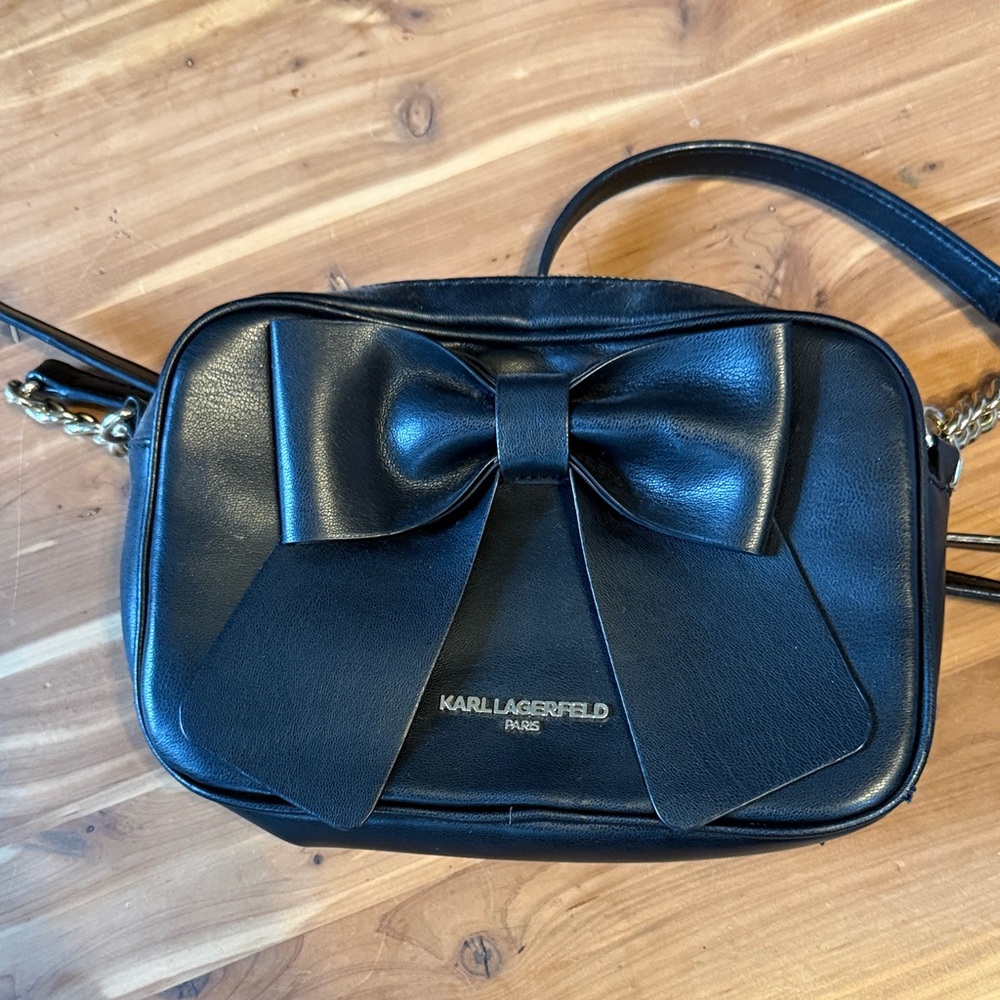 Karl Lagerfeld black Bow Crossbody Bag